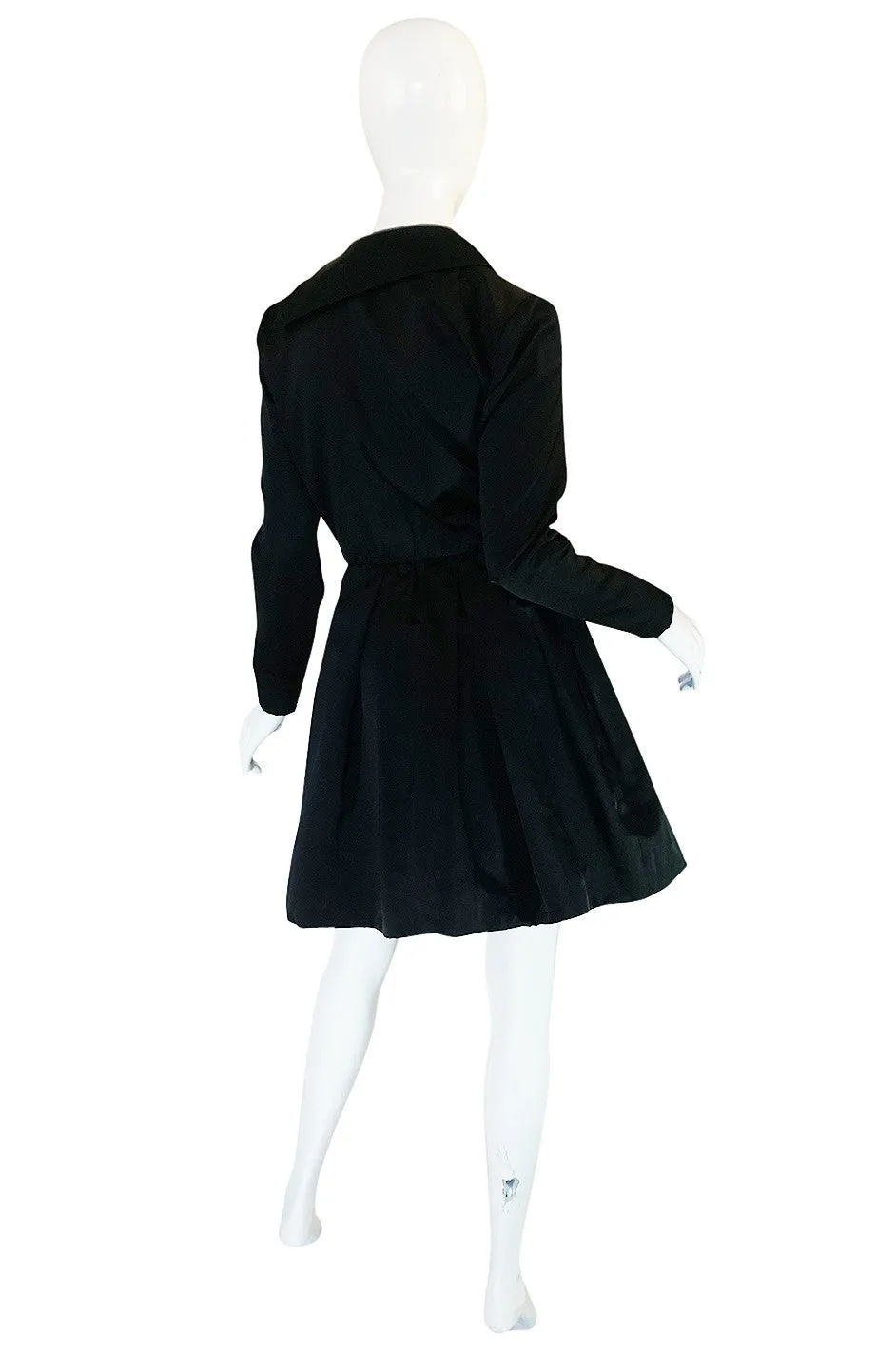 1960s Oscar de la Renta Black Silk Satin Cocktail Dress