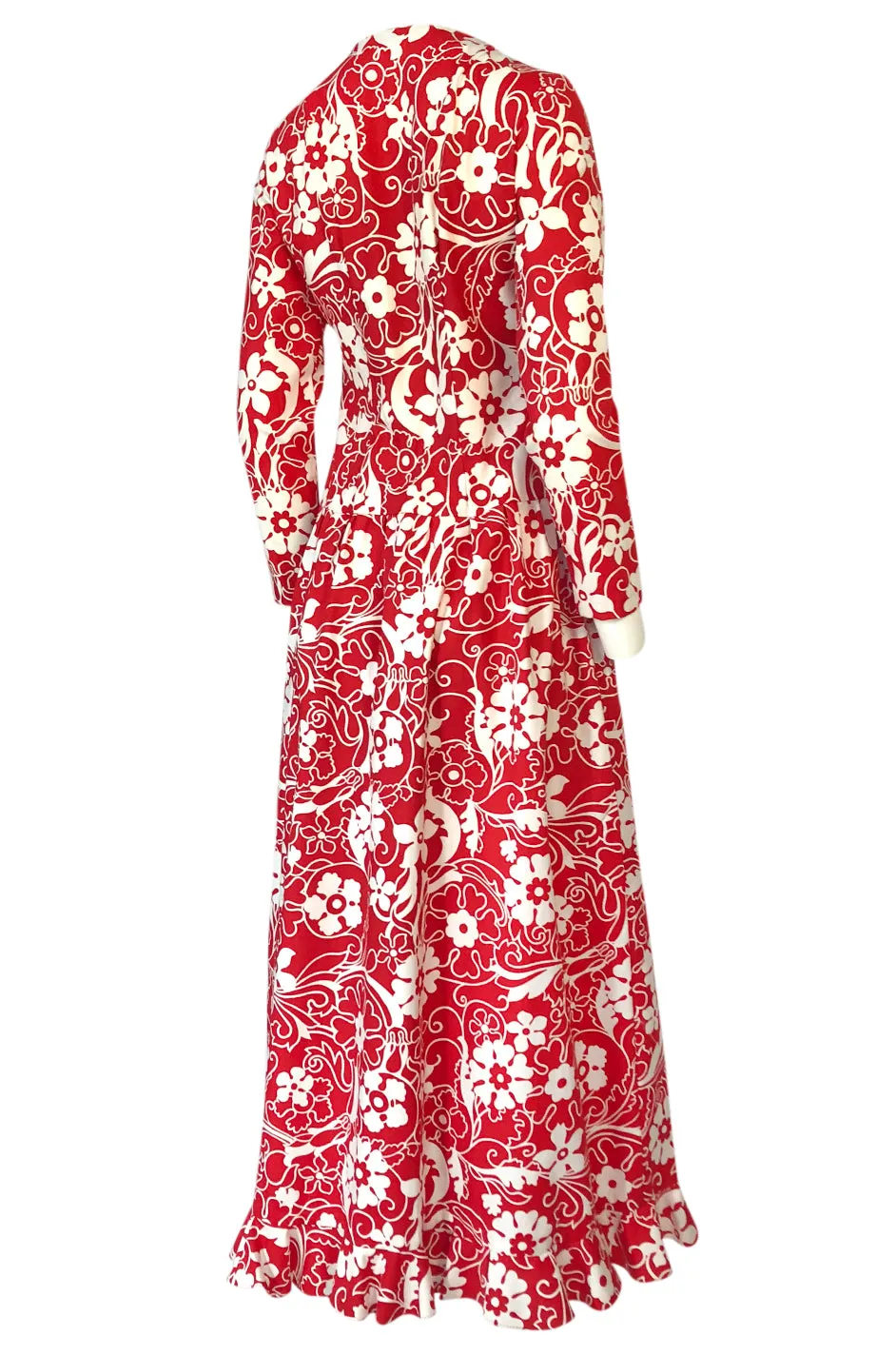 1970 Oscar de la Renta Documented Red Print Beach Coat Dress