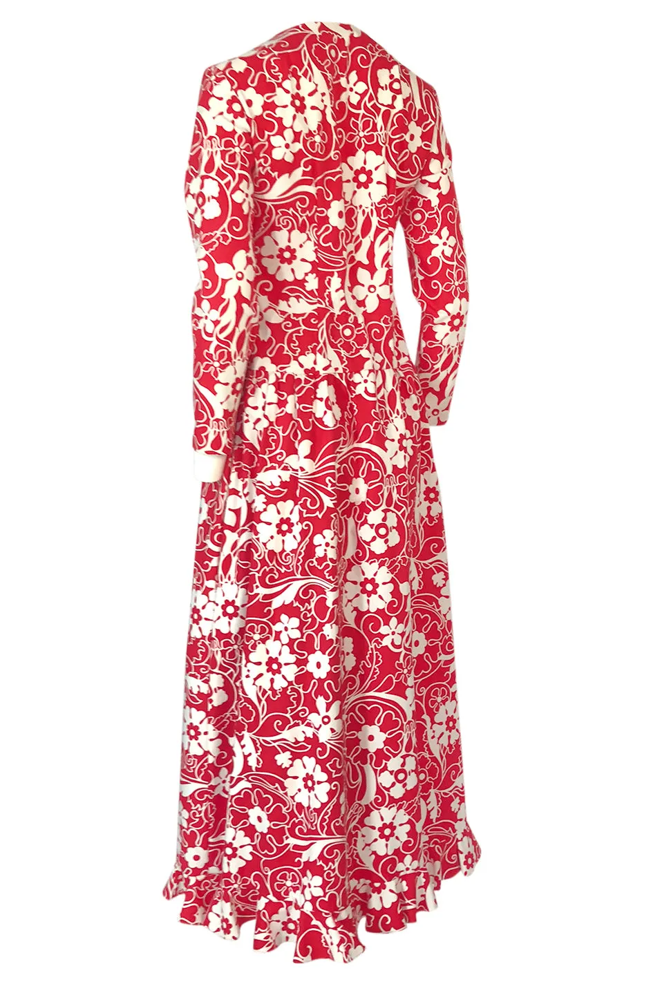 1970 Oscar de la Renta Documented Red Print Beach Coat Dress