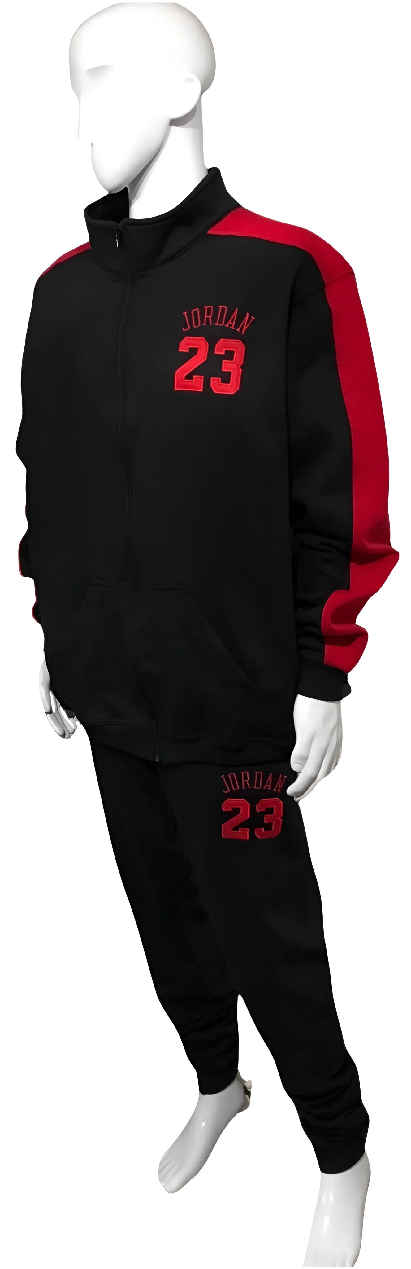 ^23^ (BLACK/RED) ZIP UP TRACKSUITS (CUT & SEW) (EMBROIDERED LOGO)