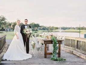 3 4 Long Sleeve Open Back Vintage Lace Pearls V-Neck Wedding Dresses-715317