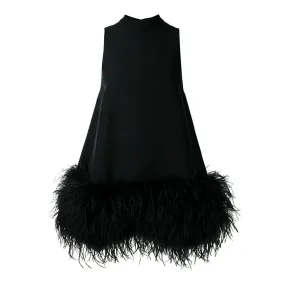 A&A Luxe A Line Feather Tassel Dress