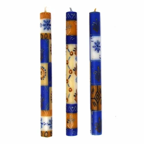 African Handmade Candles Blue Orange- Gift box of 2, 3 or 4 Short - Durra Design - Nobunto *