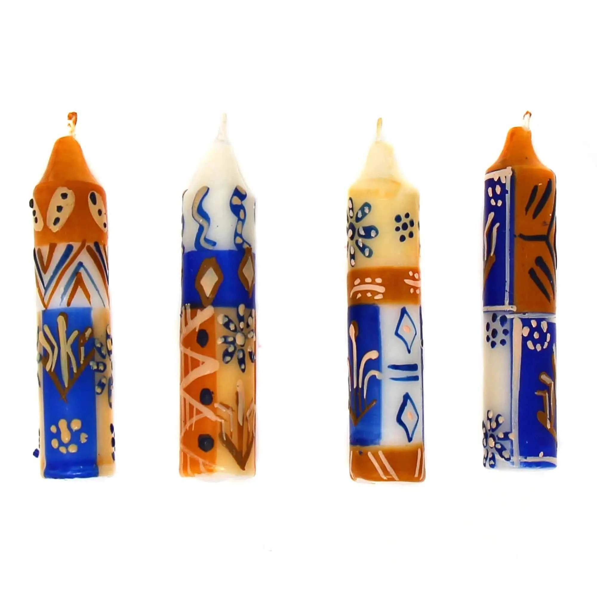 African Handmade Candles Blue Orange- Gift box of 2, 3 or 4 Short - Durra Design - Nobunto *