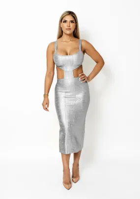 Alexandria Bandage Dress In Silver