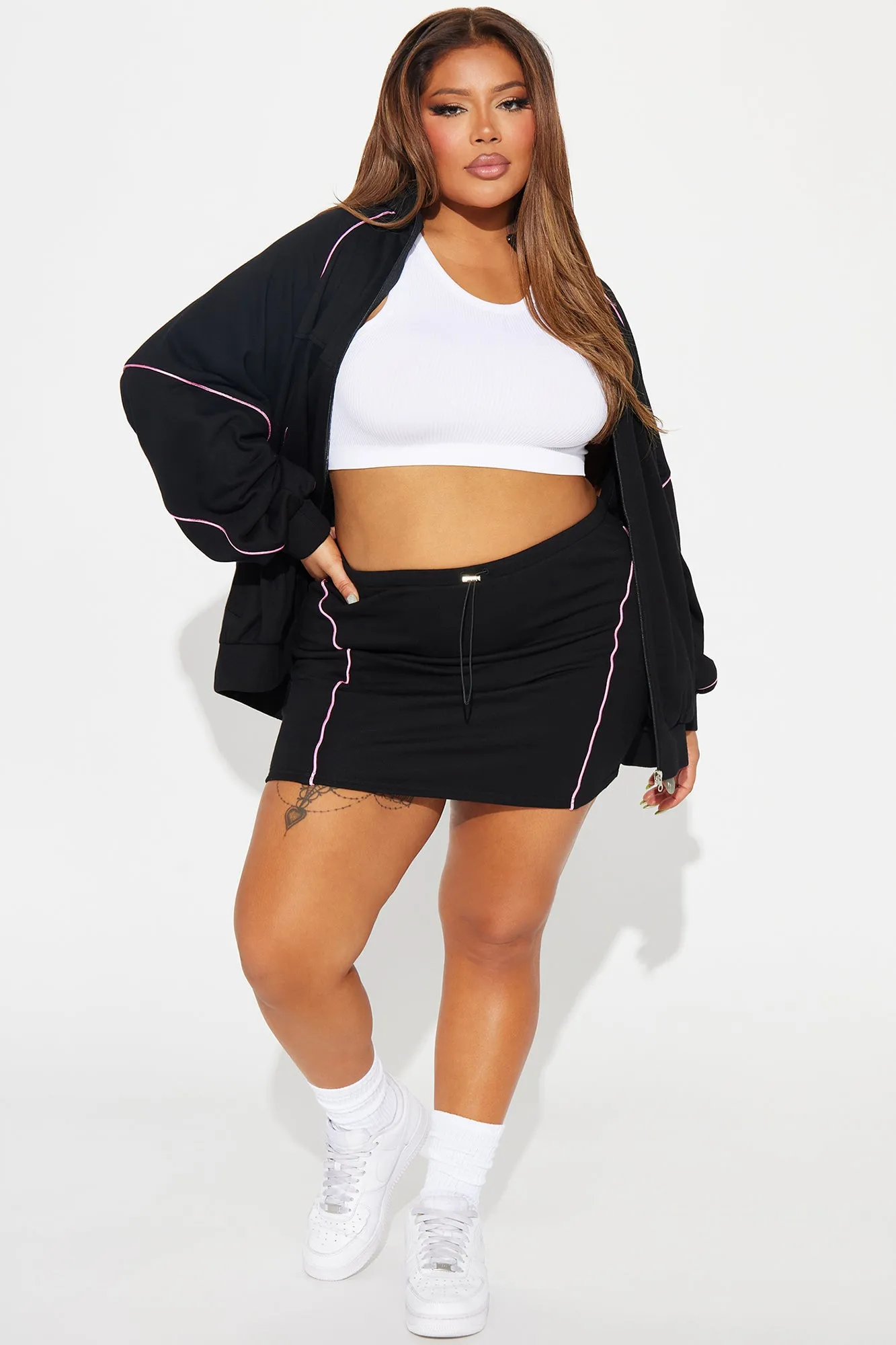 Always Devine Skirt Set - Black/Pink