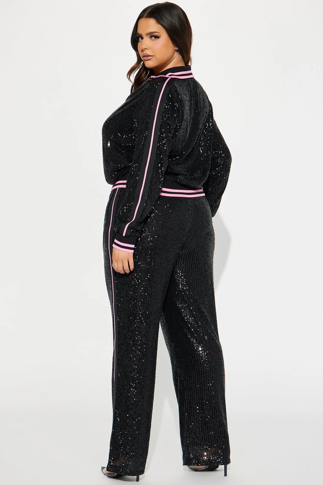 Always In Sequin Pant Set - Black