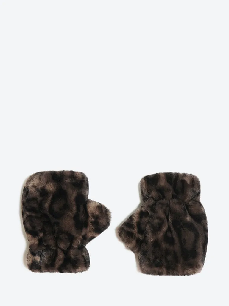 Ariel dark leopard fingerless glove