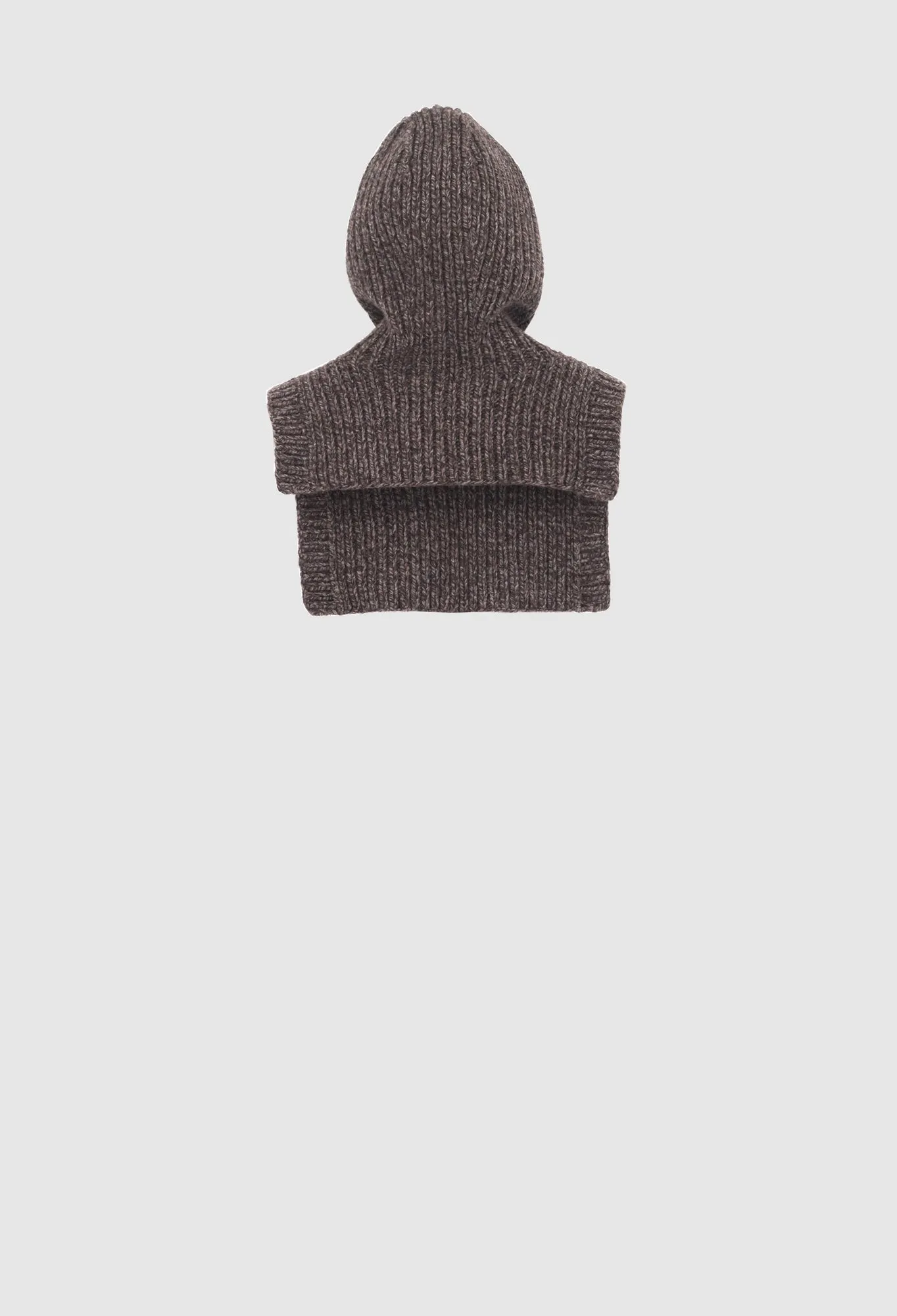 ARIES - Hand Knitted Recycled Cashmere and Wool Balaclava in Brown Melange