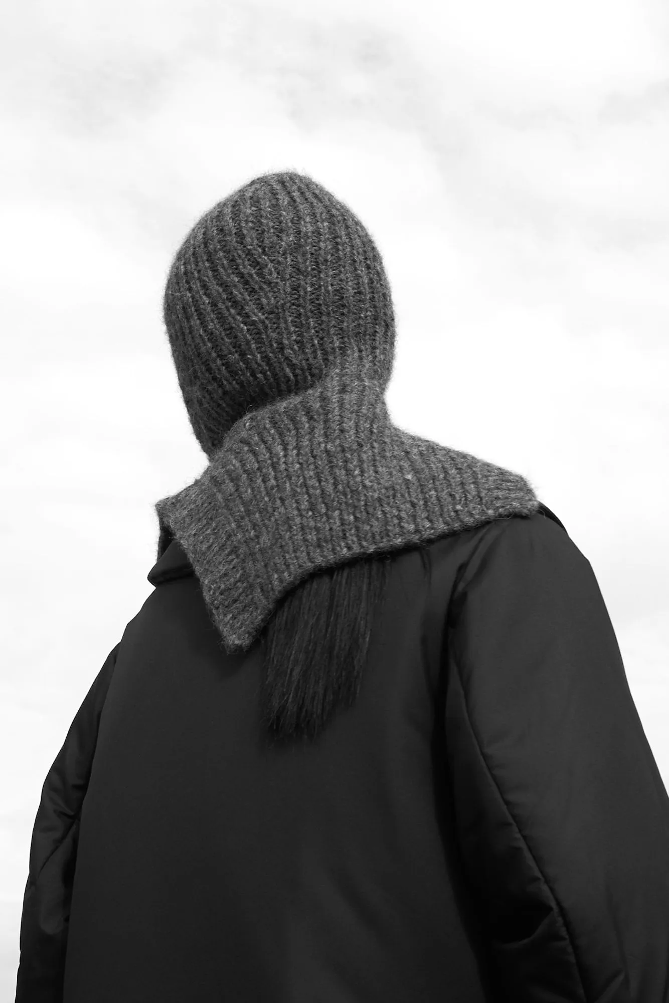 ARIES - Hand Knitted Recycled Cashmere and Wool Balaclava in Brown Melange