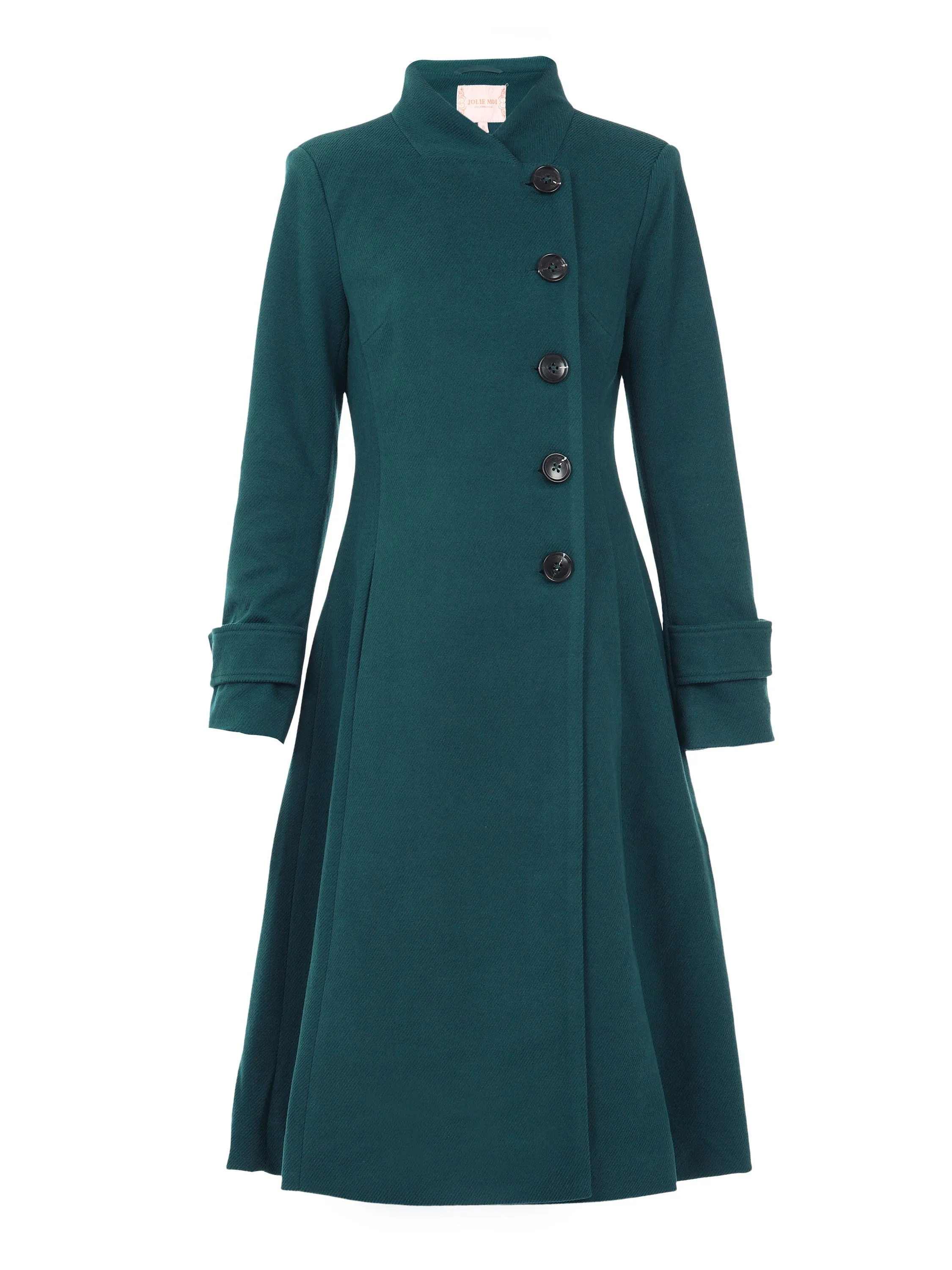 Asymmetric Button Coat, Dark TEAL