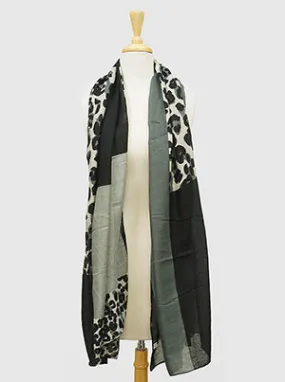 Black Grey Animal Print Scarf