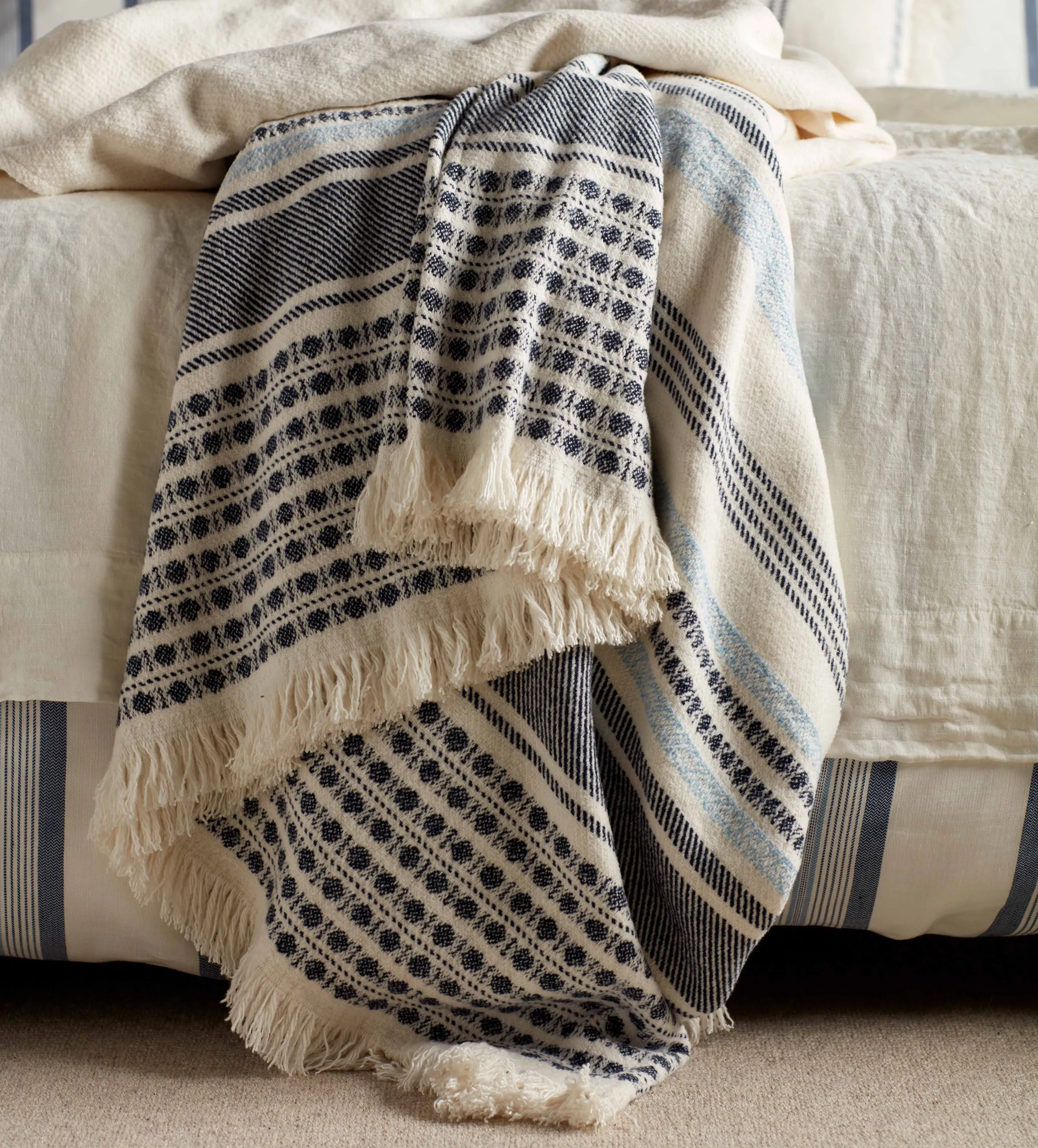 Blue Lewes Cotton Throw