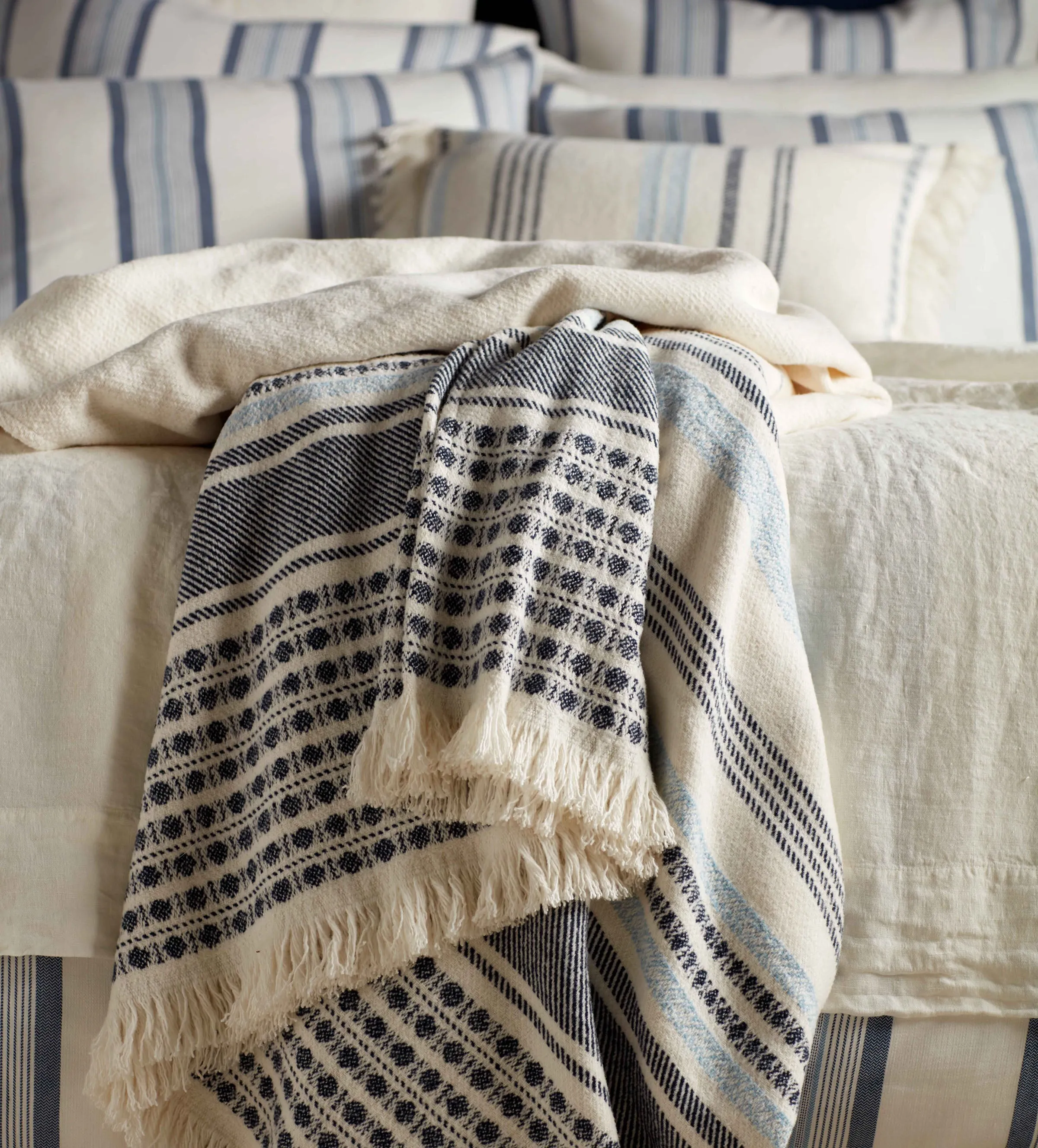 Blue Lewes Cotton Throw