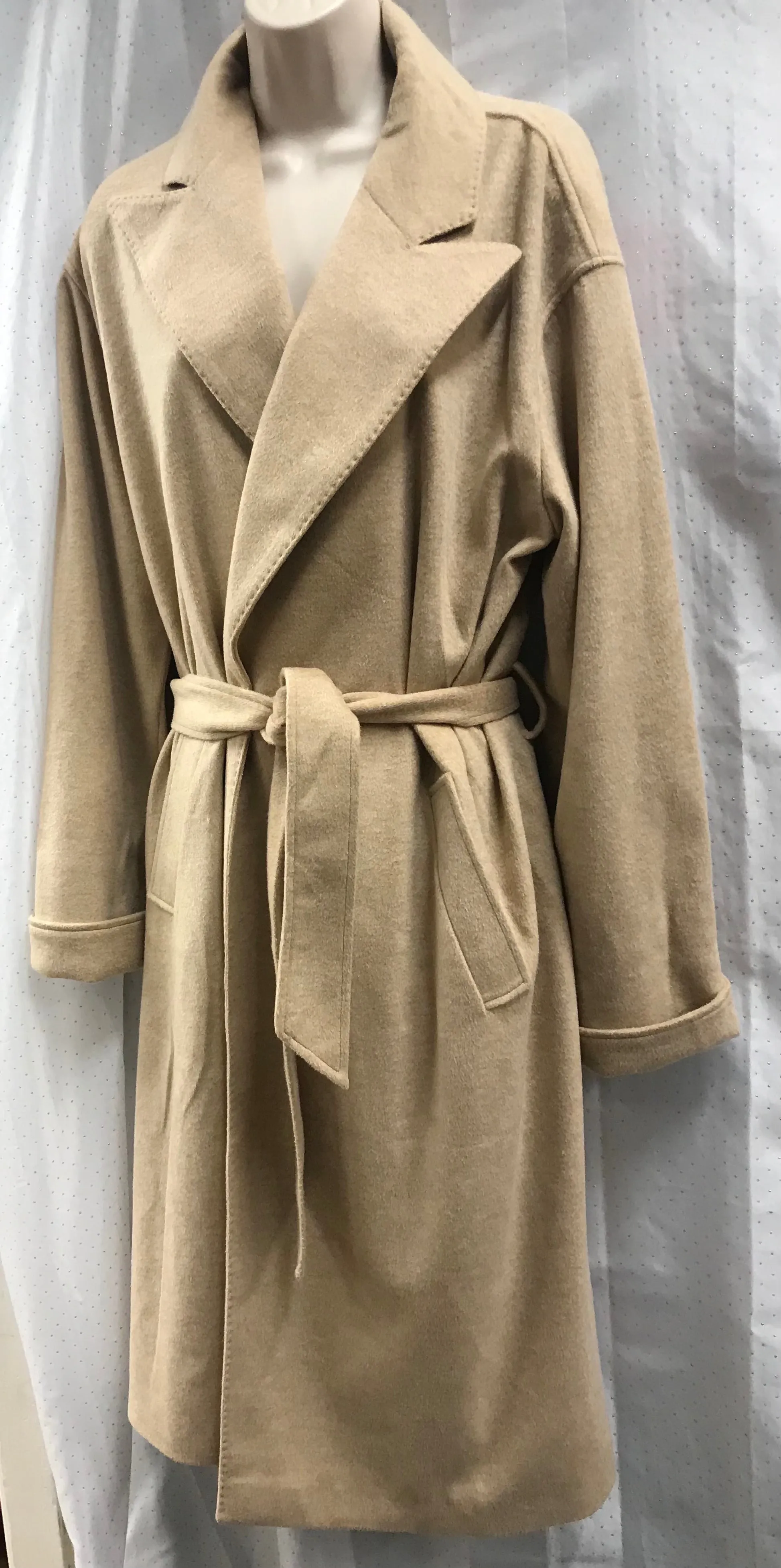 BNWT Ralph Lauren Beige Wool Blend Wrap Coat Size 8