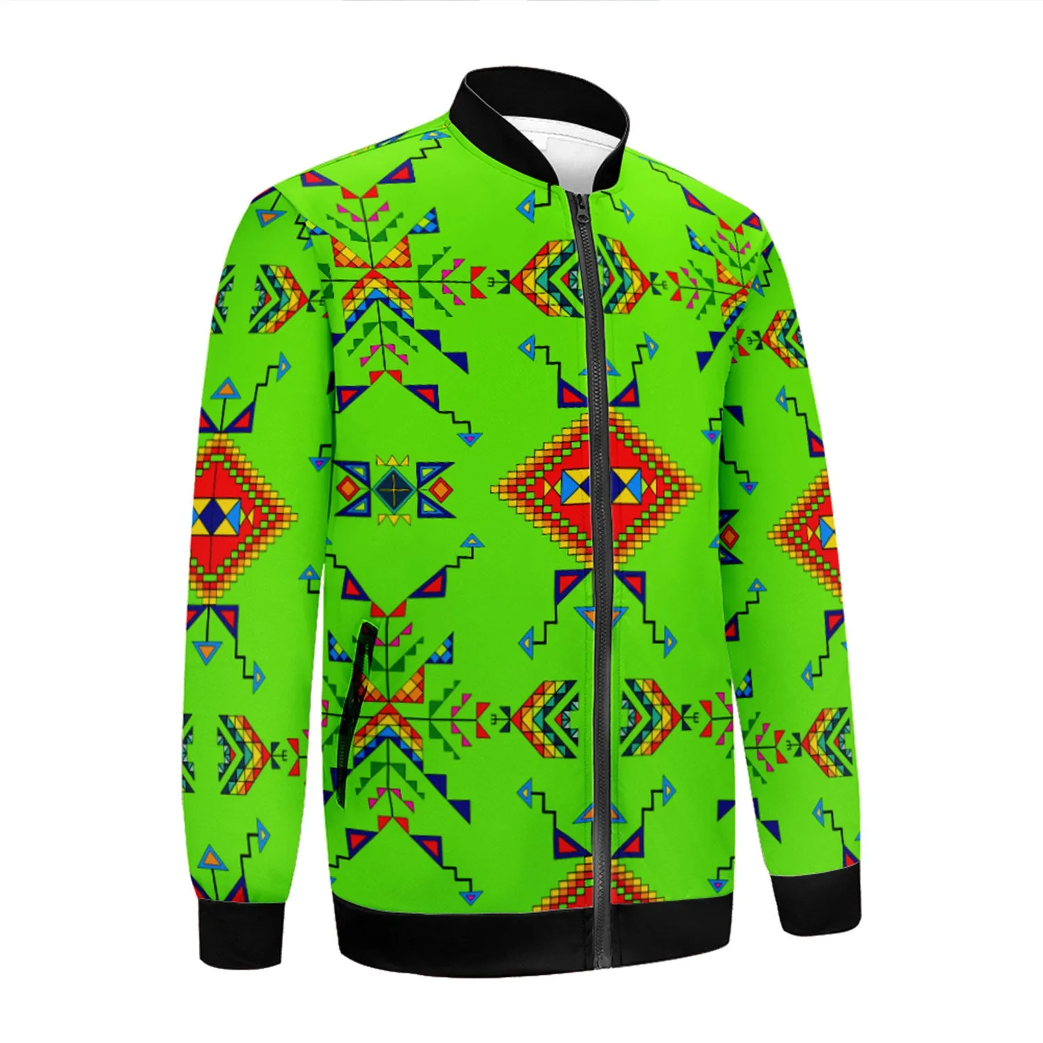 Buffalo Jump Neon Green Zippered Collared Lightweight Jacket