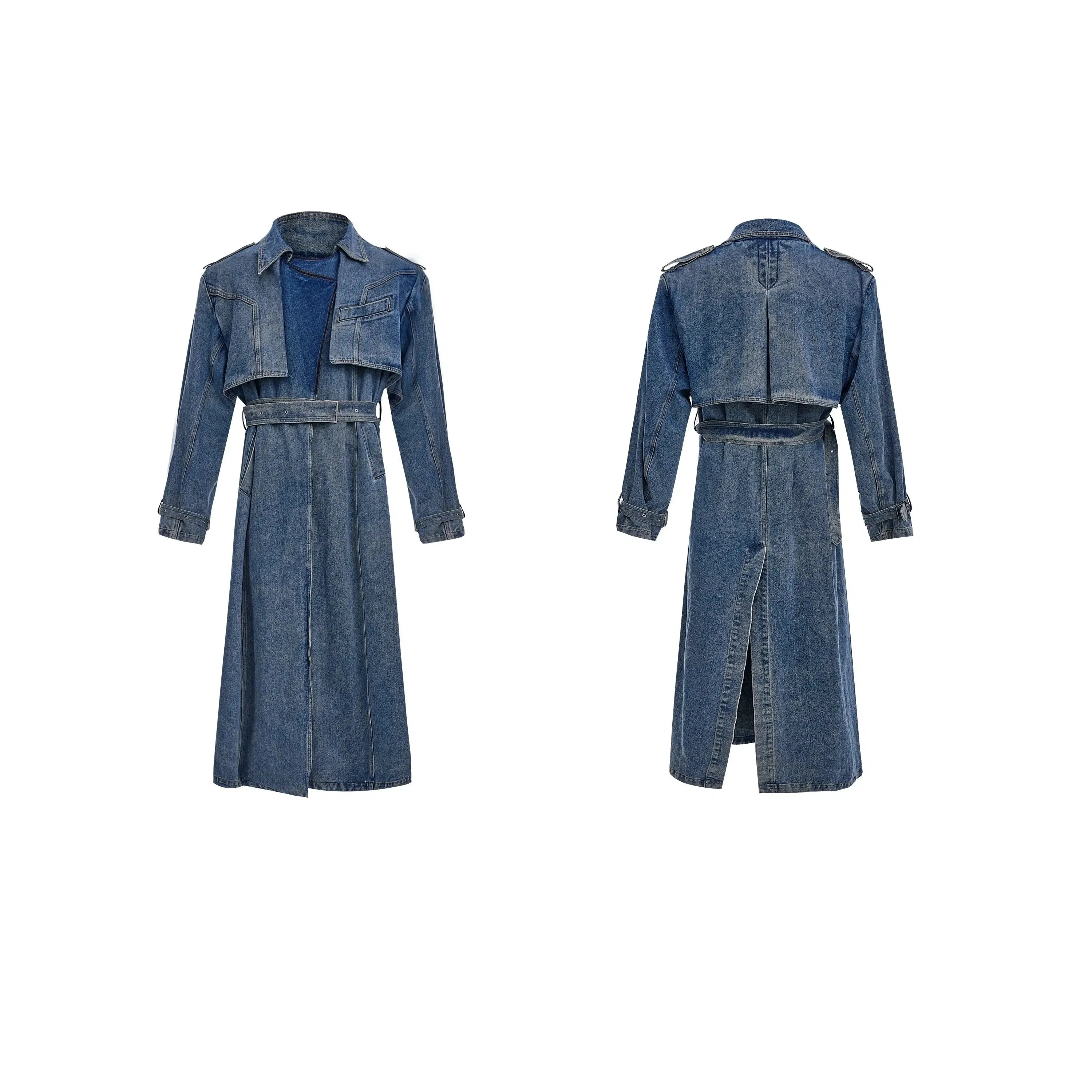 Button Details Denim Trench Coat