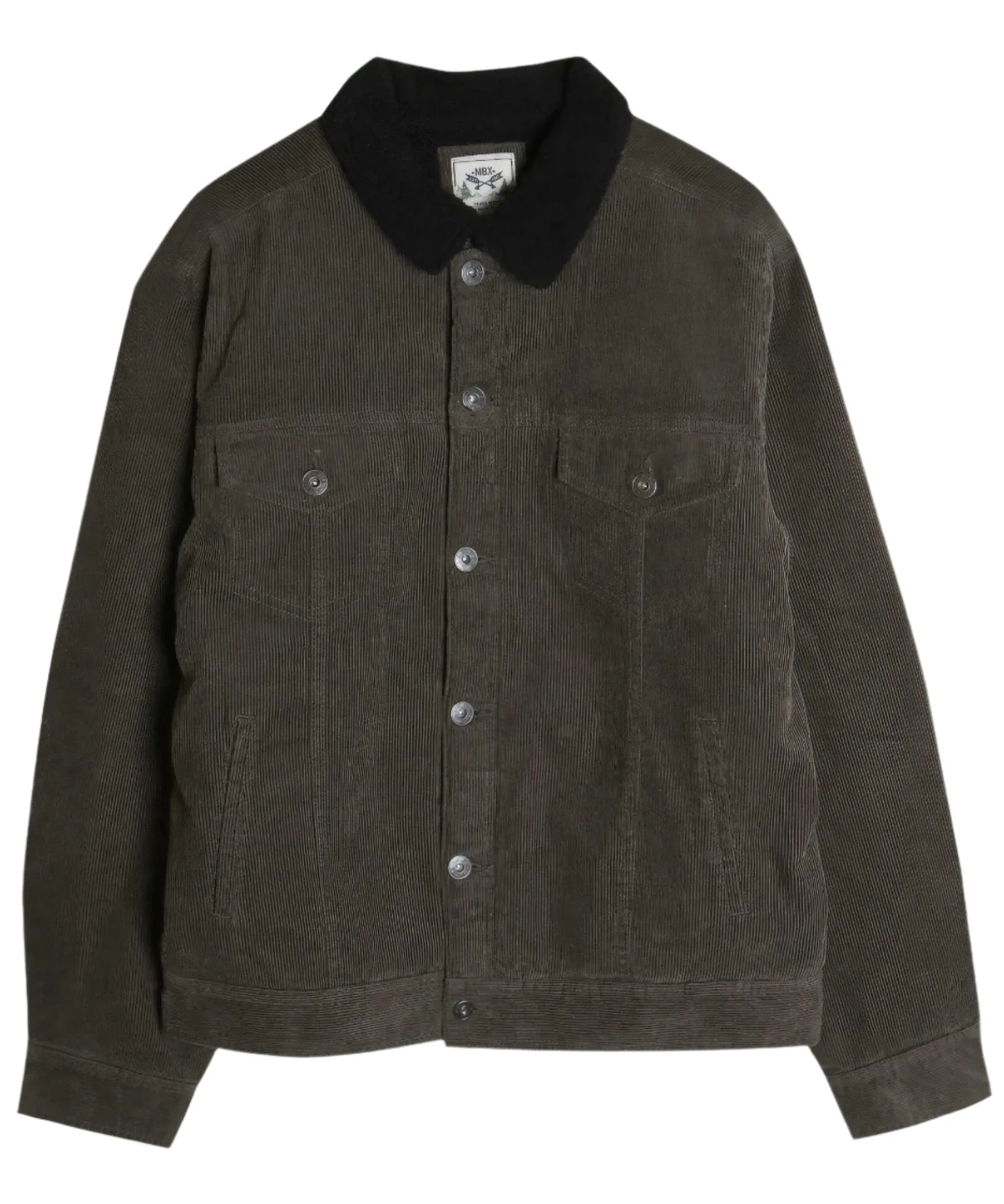 Casual Corduroy Lined Trucker Jacket Olive Green