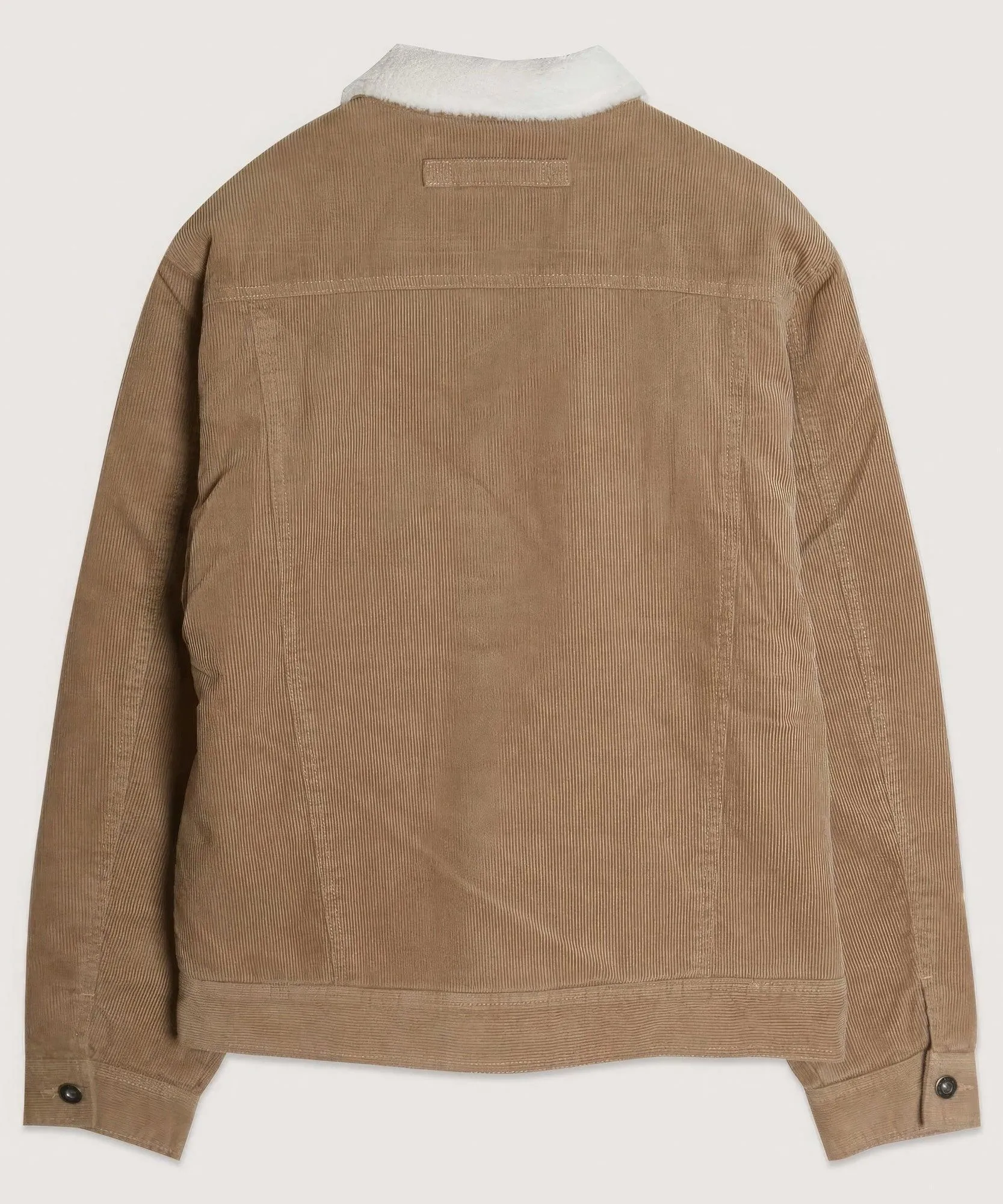 Casual Corduroy Lined Trucker Jacket Sand Brown