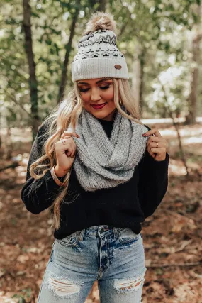 Chilly Vibes Chenille Infinity Scarf in Grey