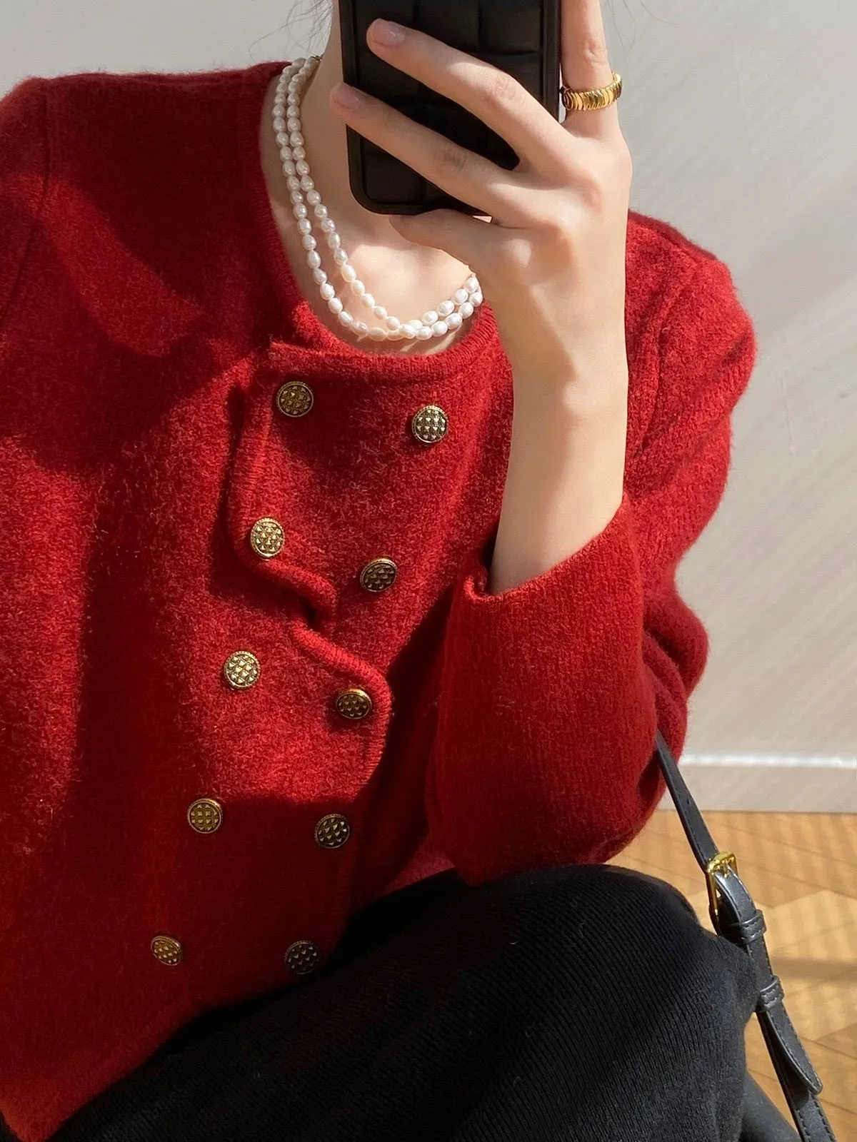 Classic Style Short Knitted Cardigan Jacket Advanced French Style