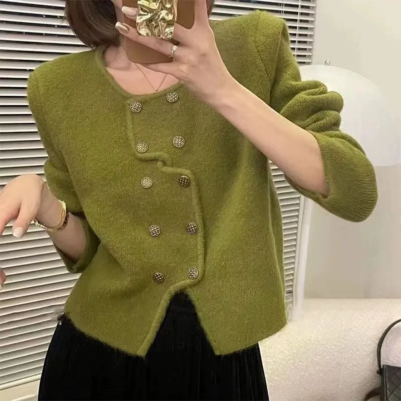 Classic Style Short Knitted Cardigan Jacket Advanced French Style