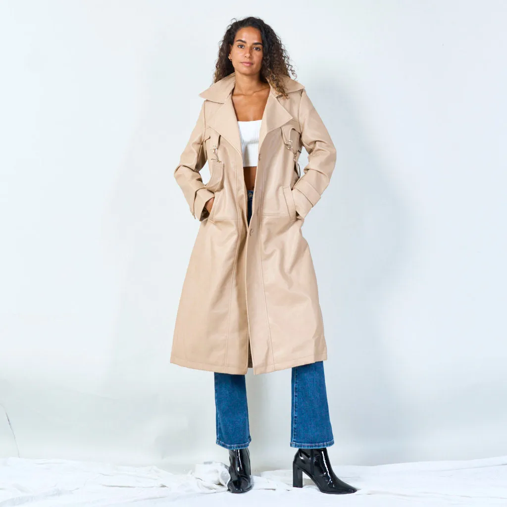 Classic trench coat with detachable straps wholesale