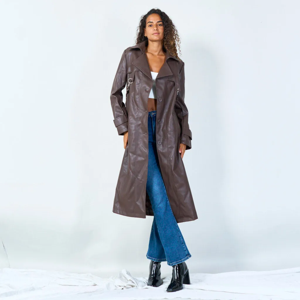 Classic trench coat with detachable straps wholesale