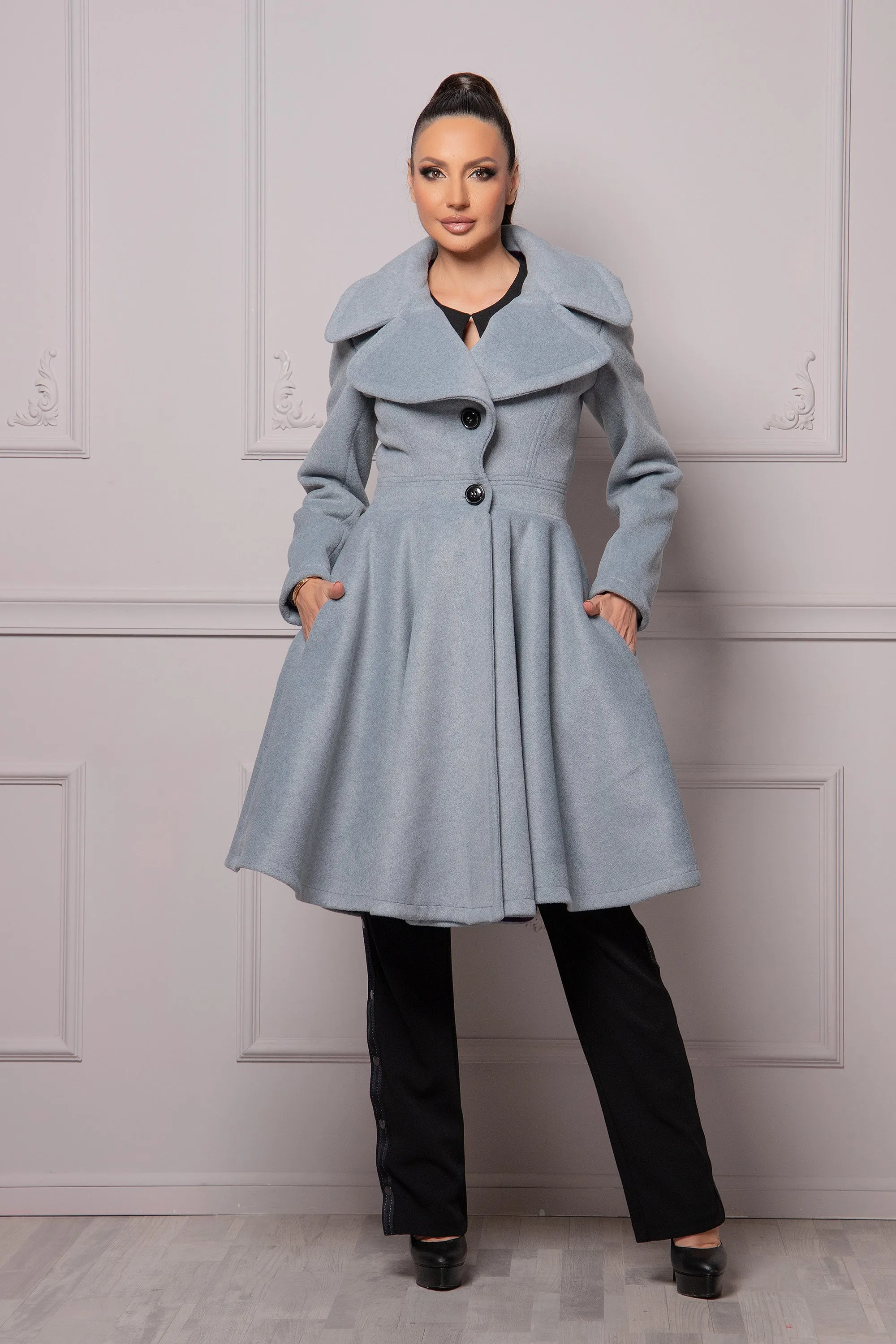 CLOVER COLLAR MIDI COAT