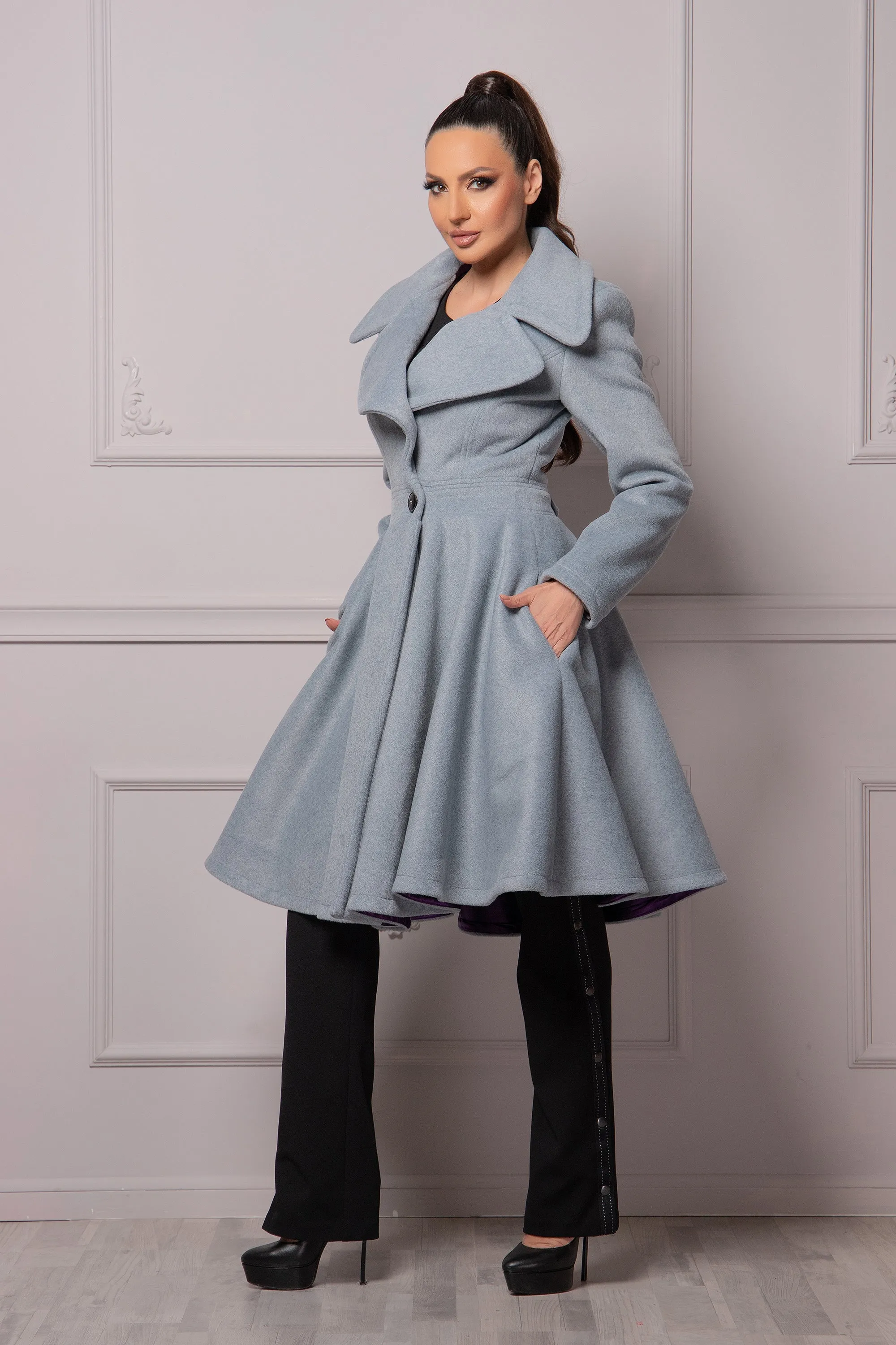 CLOVER COLLAR MIDI COAT