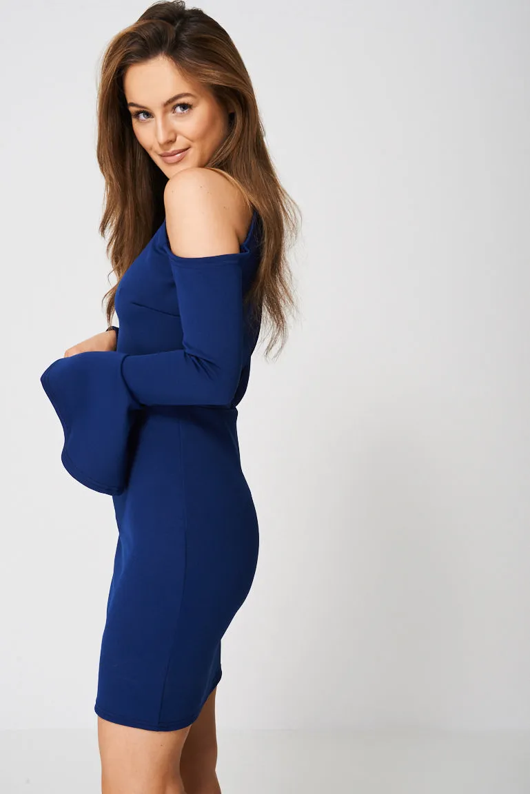 Cold Shoulder Bell Sleeve Dress