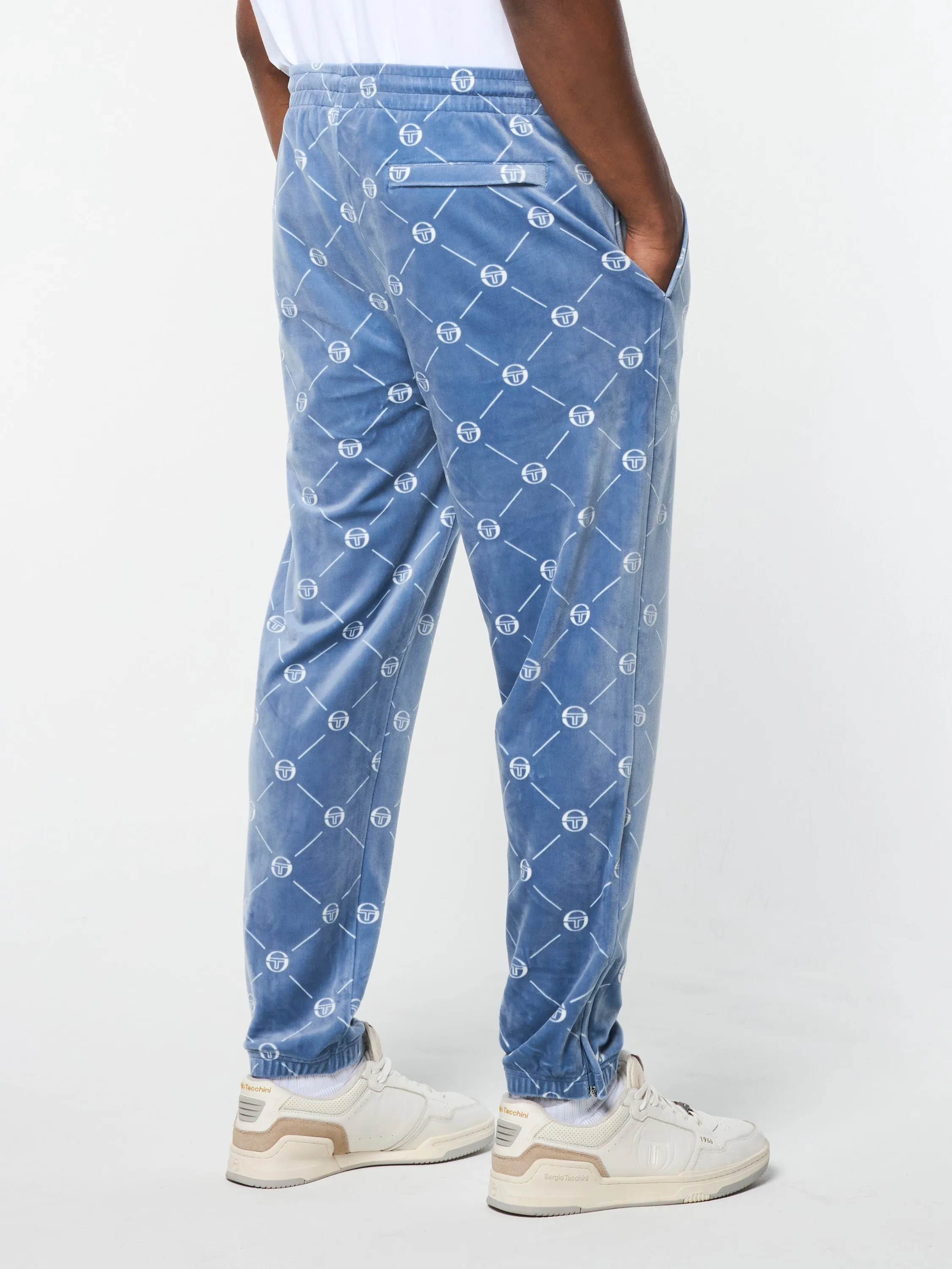 Cosimo Velour Track Pant- Faded Denim