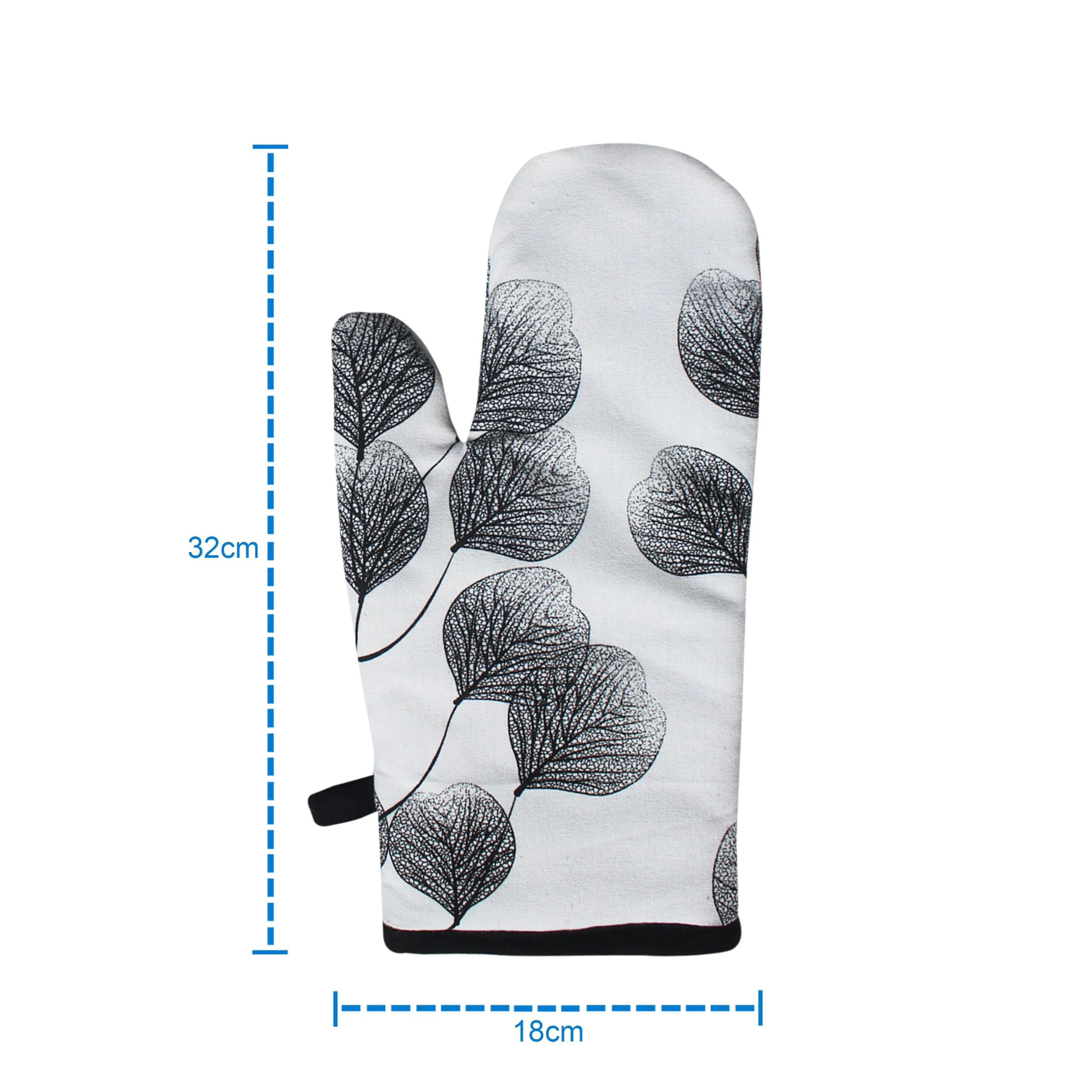 Cotton Root leaf White Oven Gloves Pack Of 2