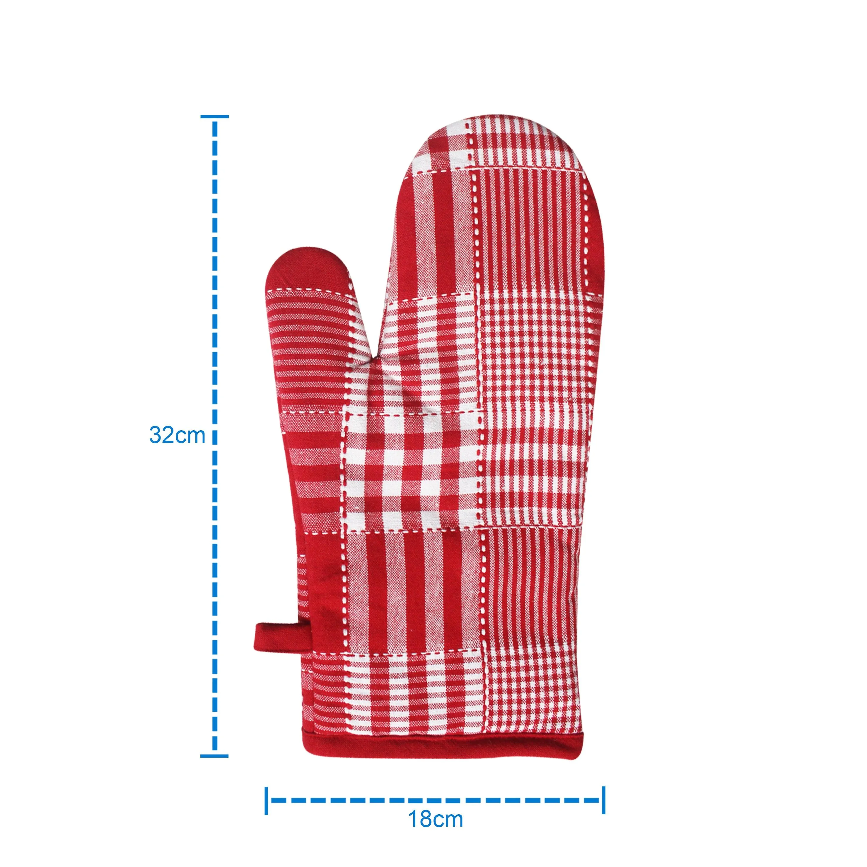 Cotton Track Dobby Red Oven Gloves Pack Of 2