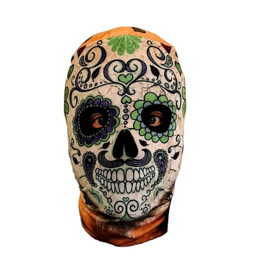 Day Of The Dead Skull Coco Halloween Cosplay Adult Full Face Mask Balaclava Hood Prop