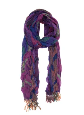 Eggplant Staggered Chevron Fringe Scarf