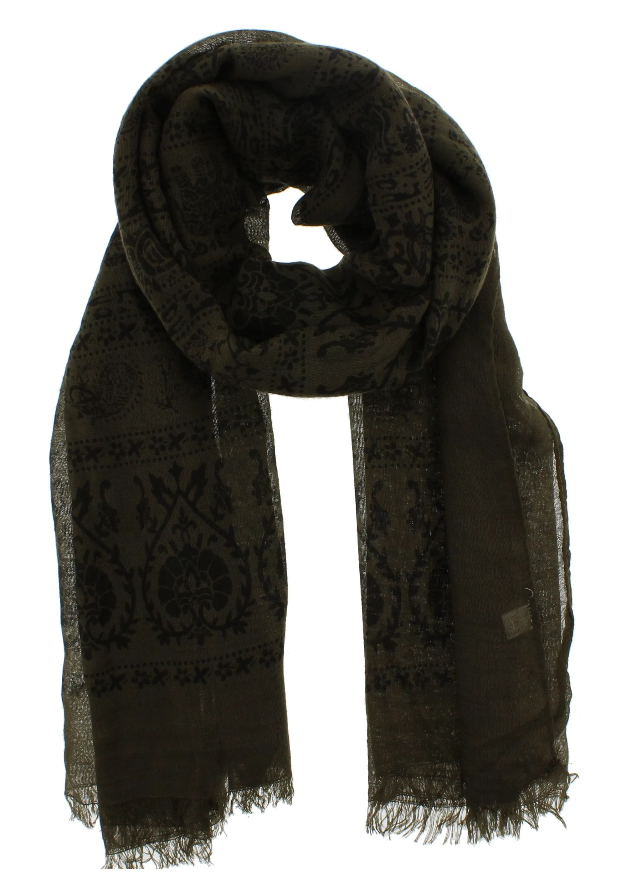 Elephant & Paisley Print Scarf