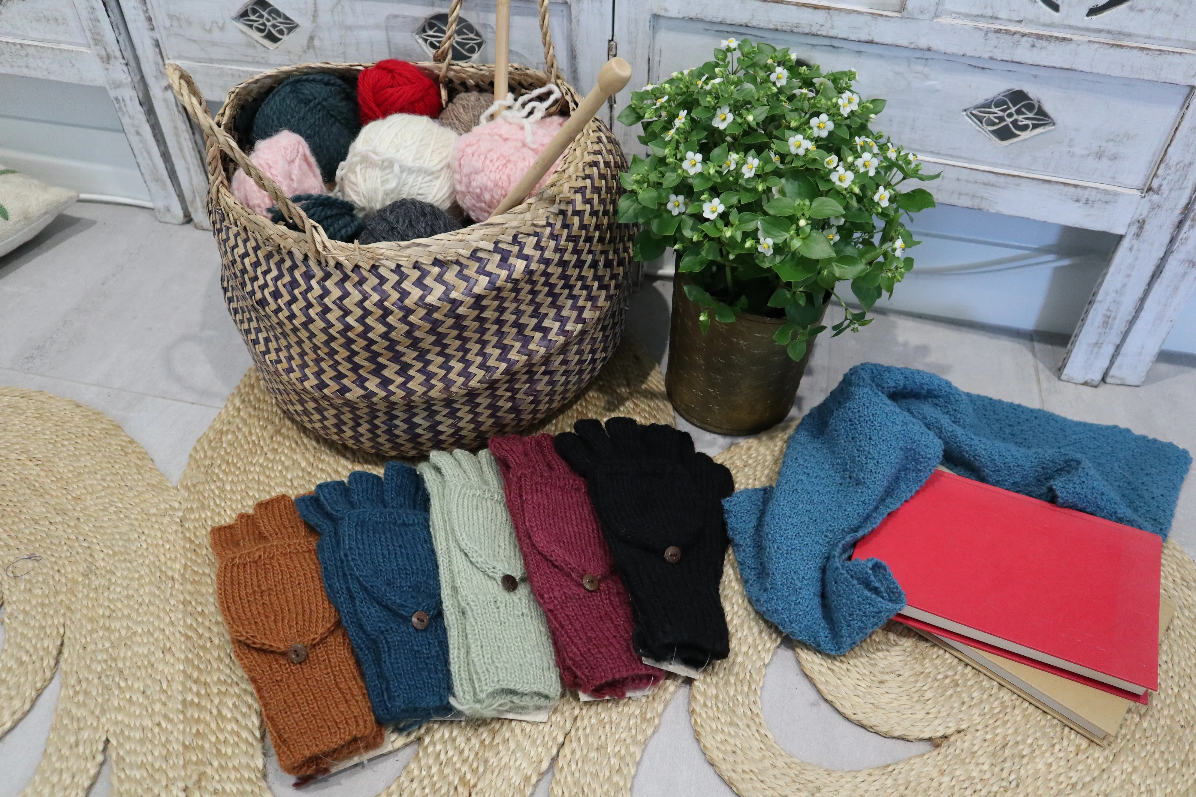 Fair Trade Ethical Adult Fingerless Gloves - Plain Colours