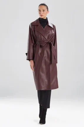 Faux Leather Trench Coat