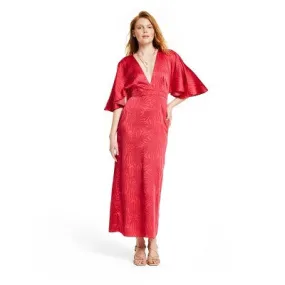 Fe Noel Women's Short Flutter Sleeve Maxi Dress