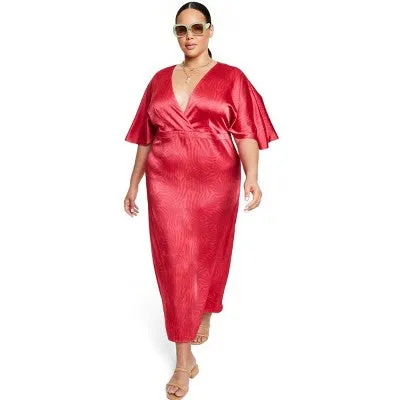 Fe Noel Women's Short Flutter Sleeve Maxi Dress