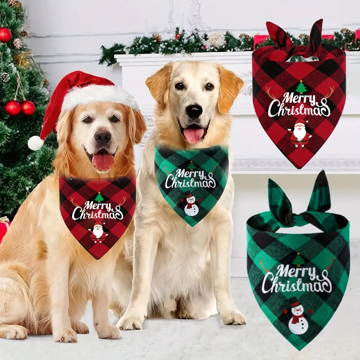 Festive Santa Claus Dog Bandanas  Perfect Christmas Party Decor for All Dogs