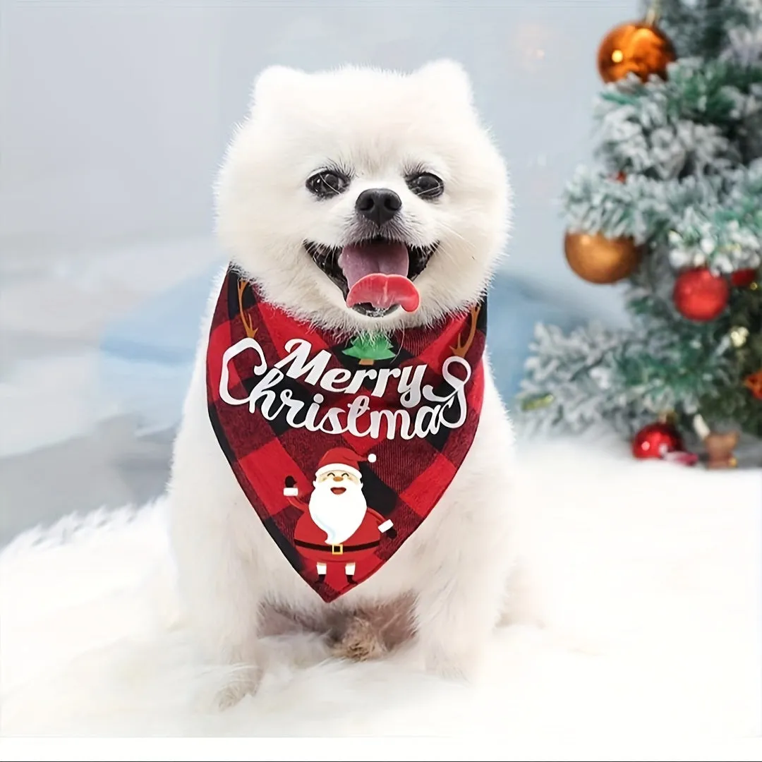 Festive Santa Claus Dog Bandanas  Perfect Christmas Party Decor for All Dogs