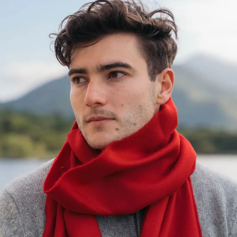 Fine Merino Scarf - Crimson Red - John Hanly