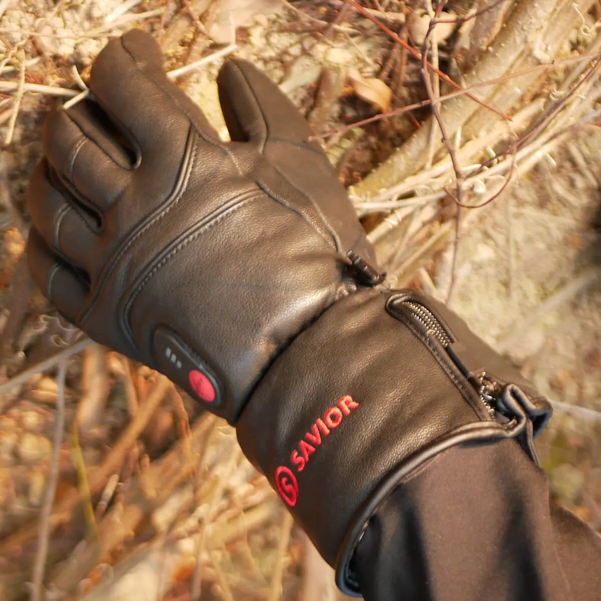 Full Goat-skin Leather Savior Heated Gloves | Thick Real Leather Electric Gloves