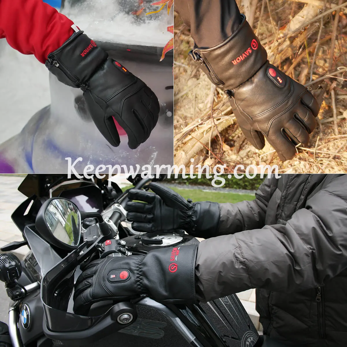 Full Goat-skin Leather Savior Heated Gloves | Thick Real Leather Electric Gloves