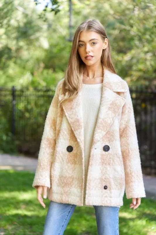 Fuzzy Boucle Textured Double Breasted Coat Jacket // 3 Colors