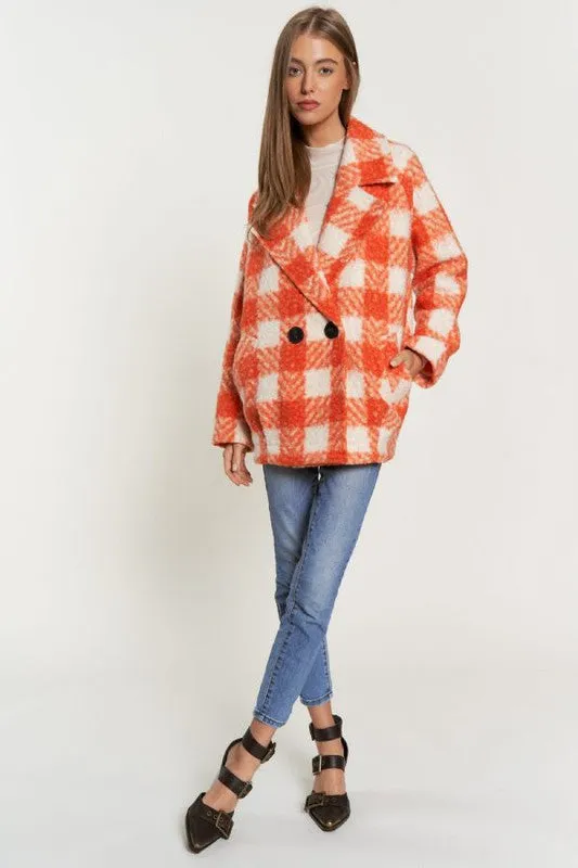 Fuzzy Boucle Textured Double Breasted Coat Jacket // 3 Colors