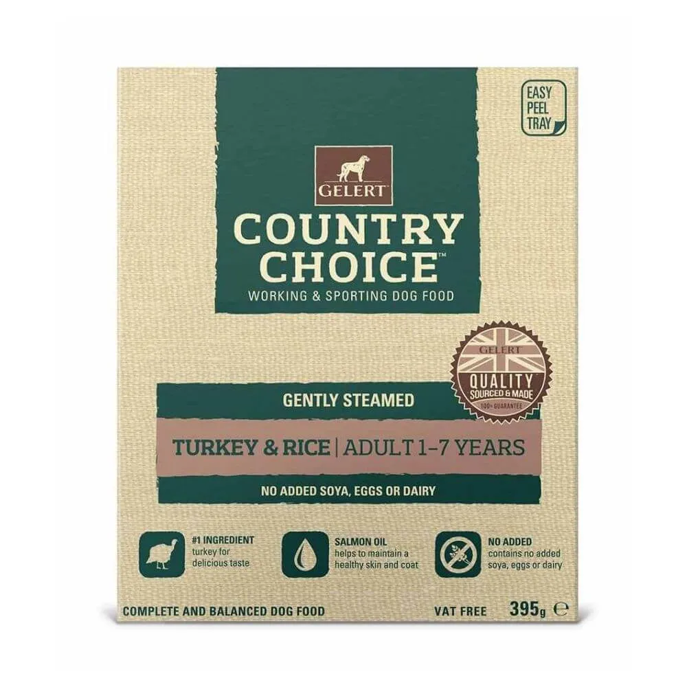 Gelert Country Choice Turkey & Rice Tray Dog Food 10 x 395g