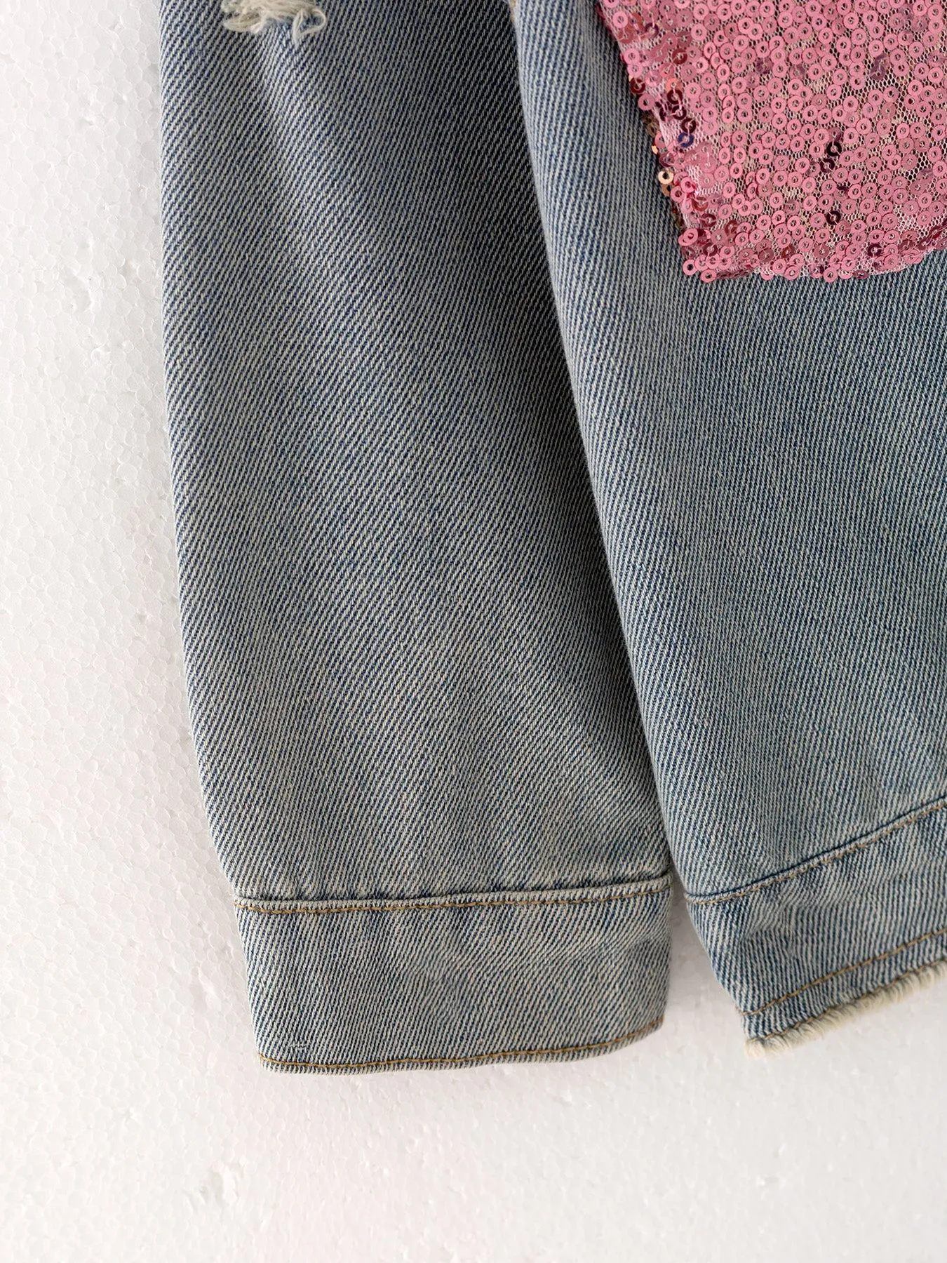 Girls Sequins Denim Jacket